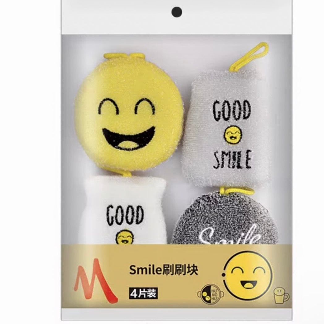 Set Of 4 Smiley Sponges
