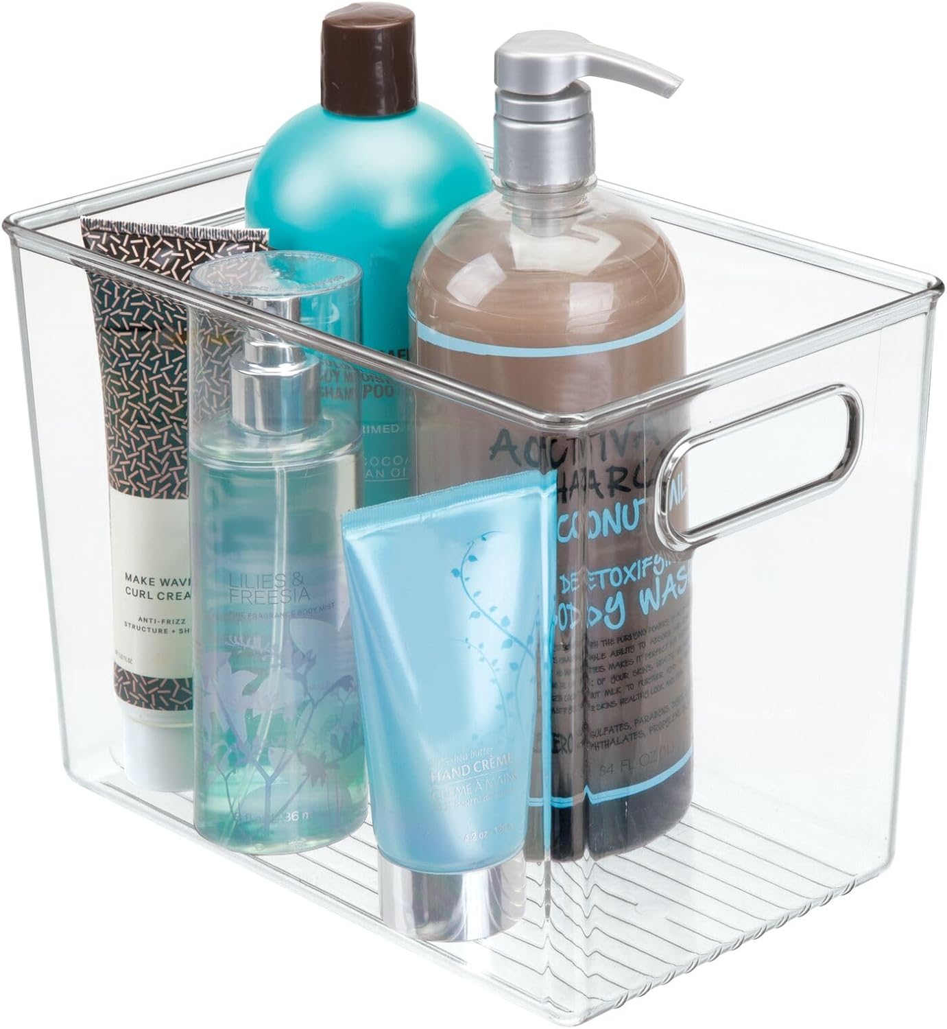 narrow clear bin