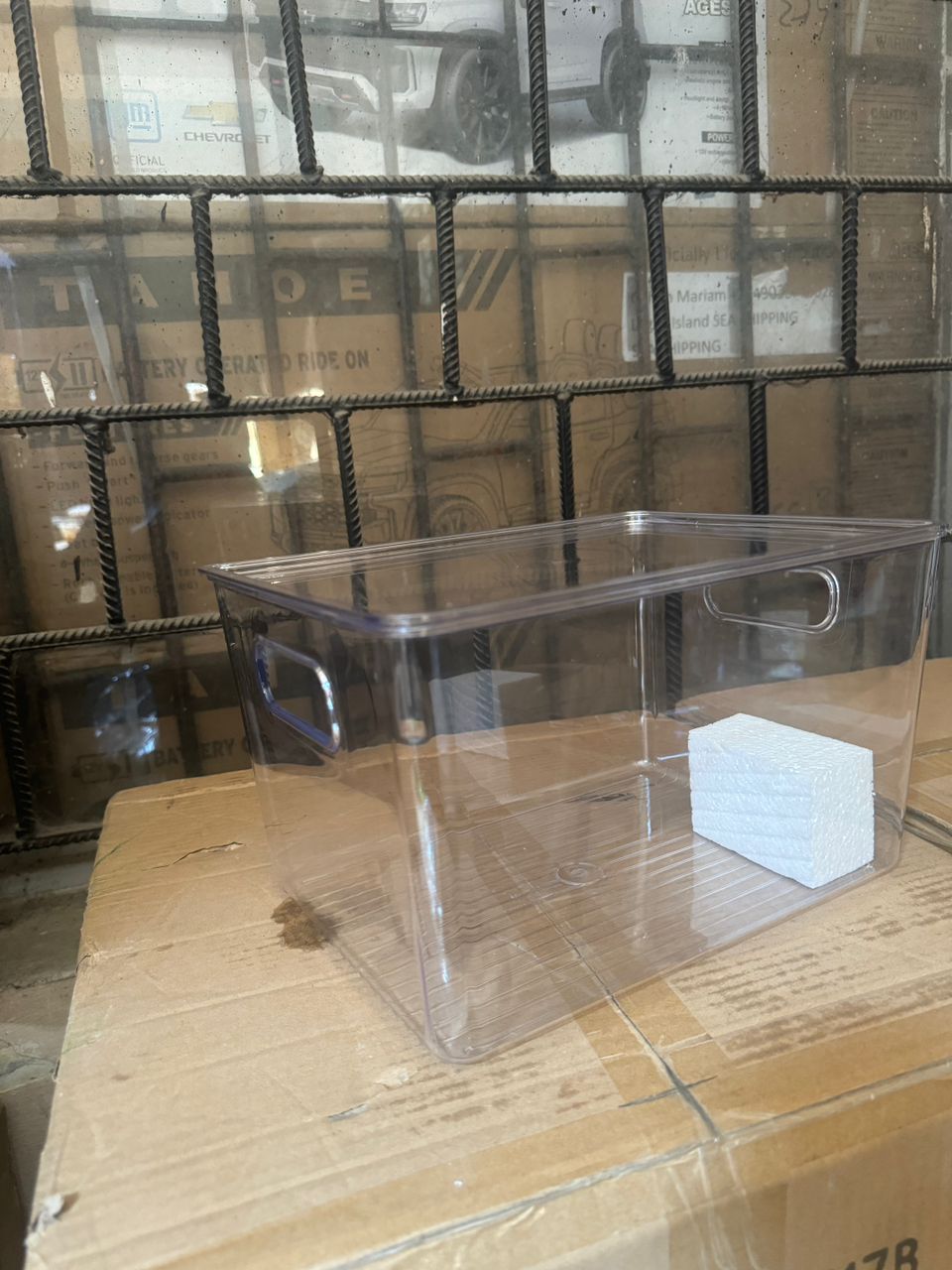 single clear bin with lid