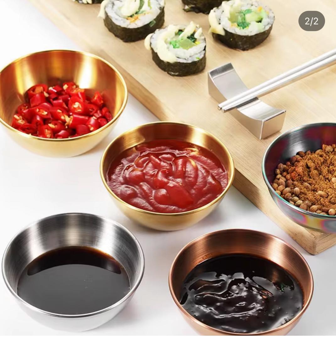 set of 4 stainless sauce bowls