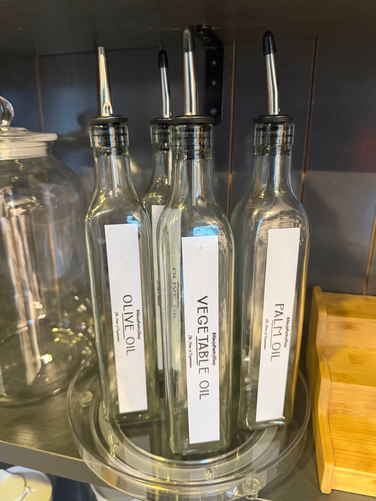Glass oil bottle