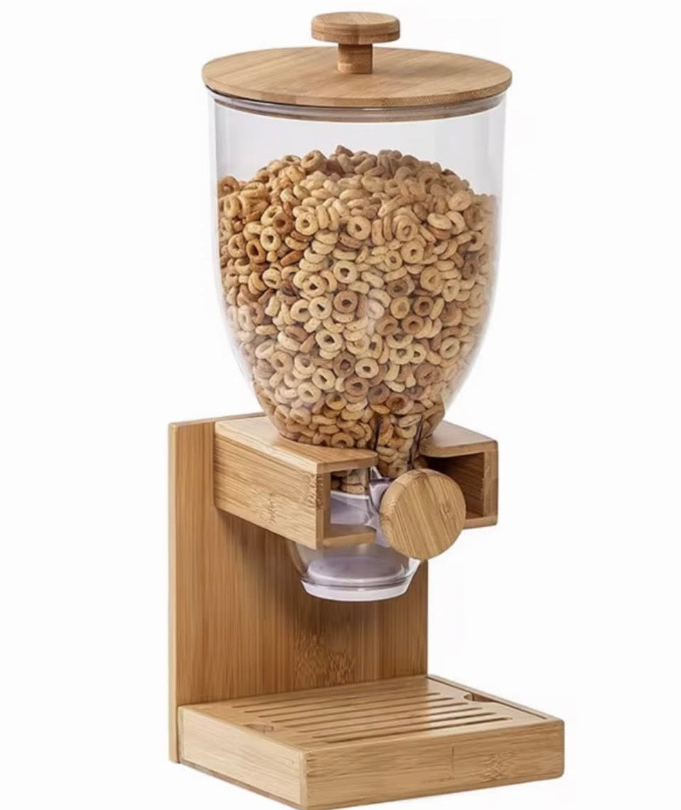 Acrylic Round Cereal Dispenser with bamboo lid