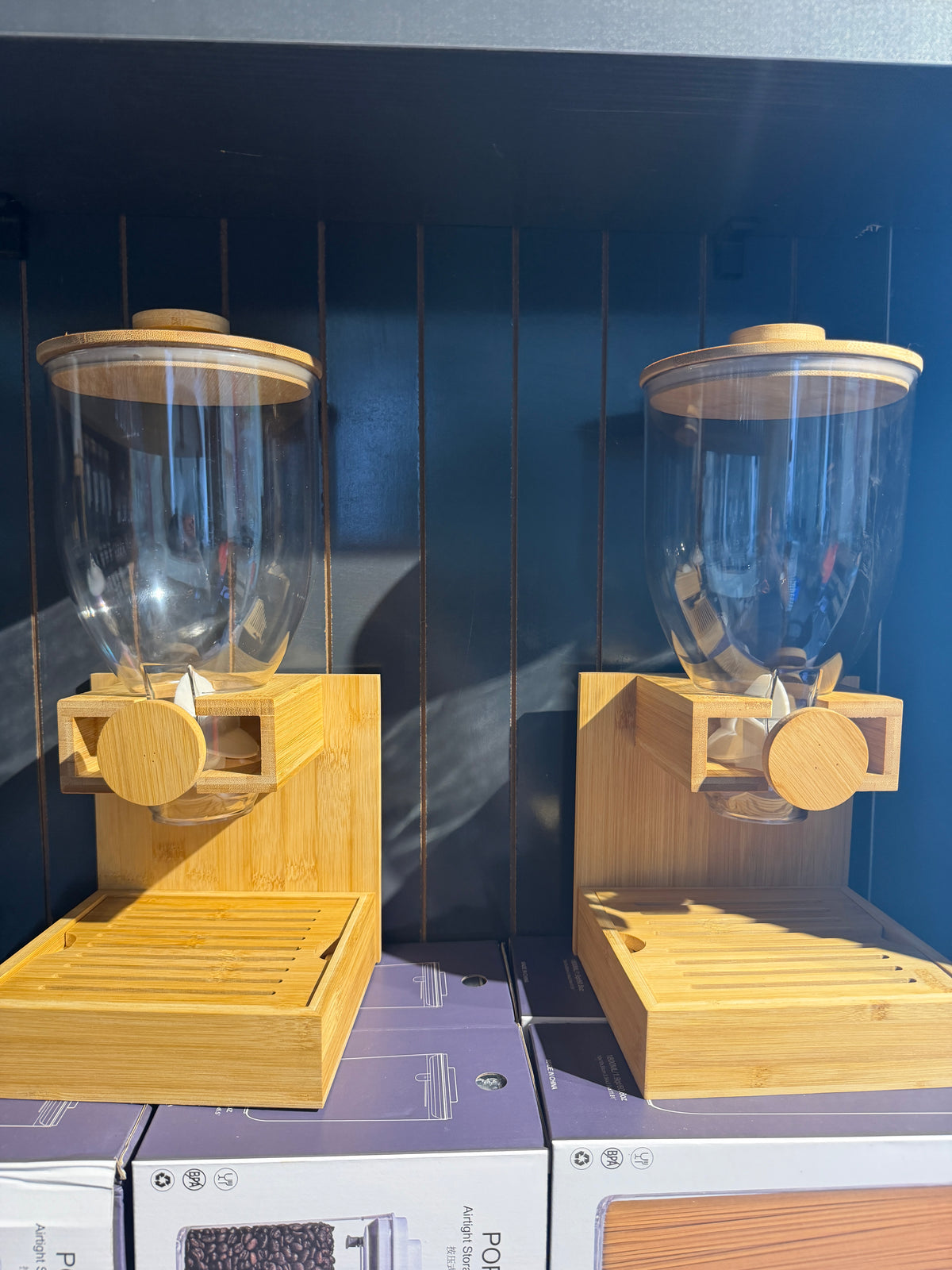 Acrylic Round Cereal Dispenser with bamboo lid