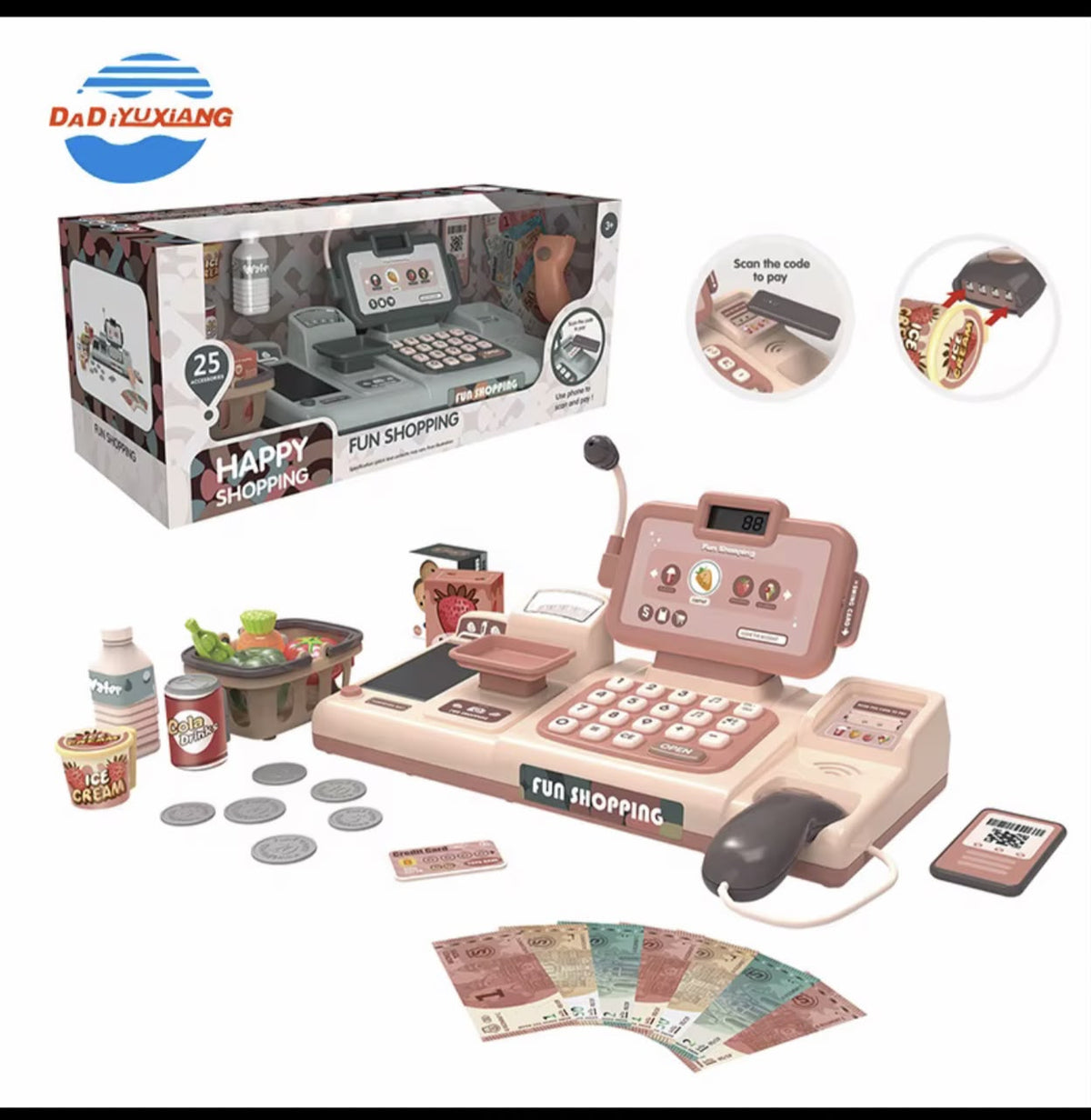 Tabletop super market with calculator